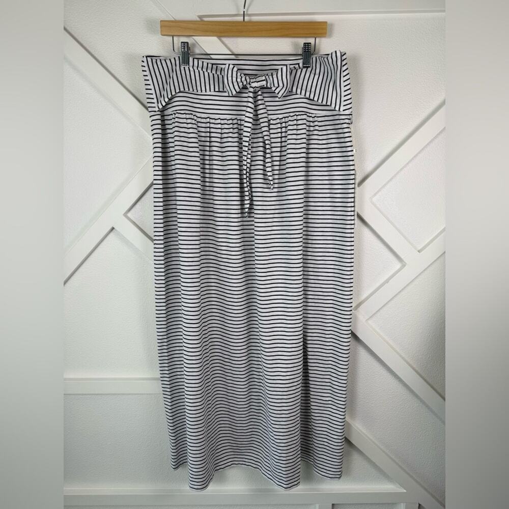 NWT Nordstrom’s Caslon Tie Front Cotton Maxi Skirt Black And Stripe Size XL